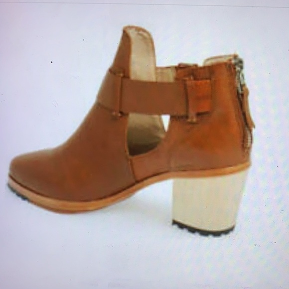 Matt Bernson Alpha  Wooden Heel Brown Leather Booties 8.5 - Picture 2 of 14